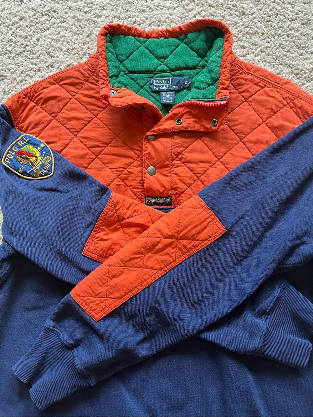 Polo Ralph Lauren VTG 90’s Polo RL Canoe Kayak Club 1/4 Button Quilted Mens XL